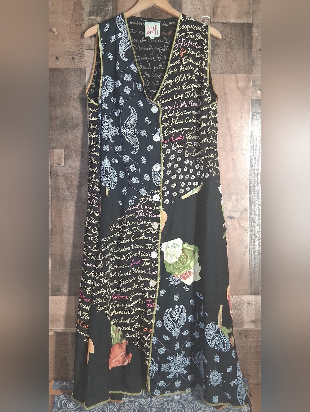 Hot Dish Vintage 90s Maxi Dress Artsy Floral Mixed Print Size Medium (2)